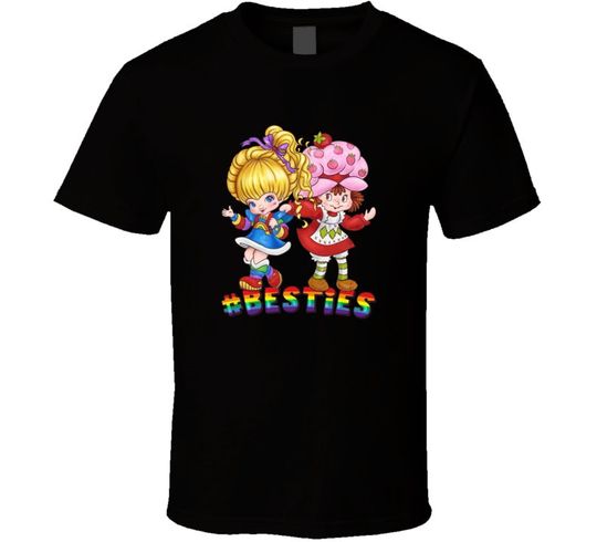 New Besties Rainbow Brite Black Tshirt
