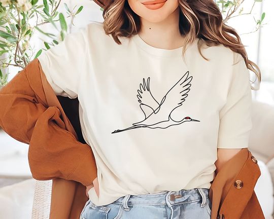 Discover Graceful Crane T-Shirt, Flying Crane Bird TShirt