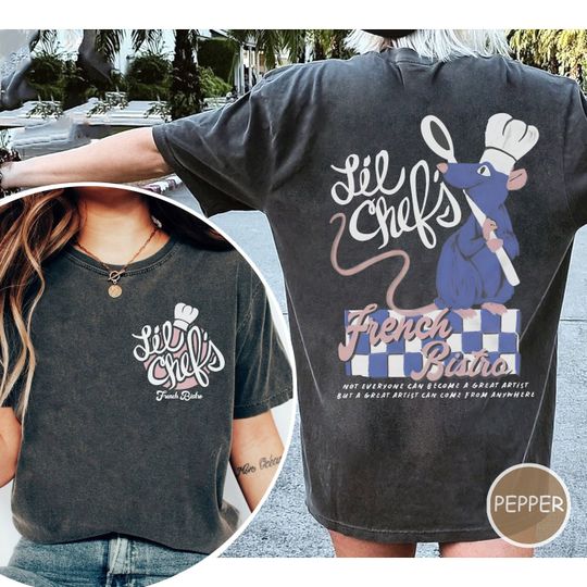 Discover Two sided Lil Chefs Bistro Comfort Colors Shirt, Remy Ratatouille shirt, Little chef shirt, Le Petit Chef, Disneyworld Vacation shirts