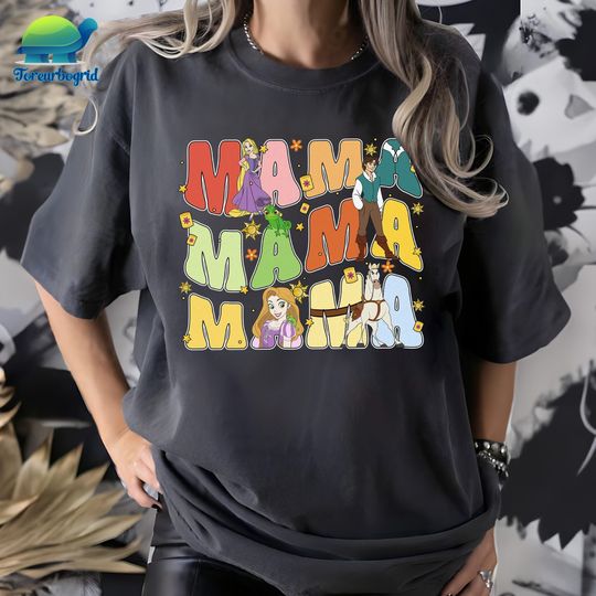 Discover Disney Retro Tangled Mama Shirt, Rapunzel Princess Mama Shirt
