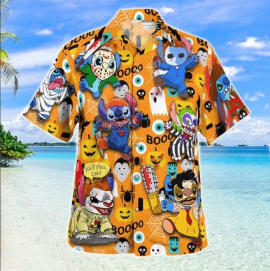Discover Halloween Horror Hawaiian Shirt, Stitch Ghost