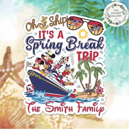 Personalized Mickey & friends Oh Ship It's Spring break trip Disney Cruise Line Magnet