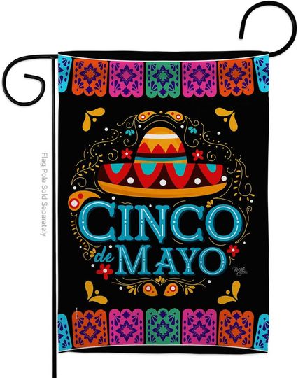 Breeze Decor Picado Cinco De Mayo Country & Primitive Southwest Decorative Vertical Garden, Thick Fabric, Small Flag Only