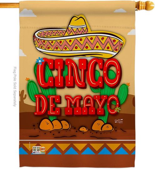 Discover Cinco de Mayo Vertical House Flag