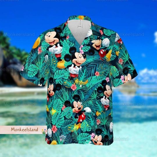 Discover Disney Mickey Mouse Hawaii Shirt, Mickey Floral Hawaiian Shirt, Mickey Summer