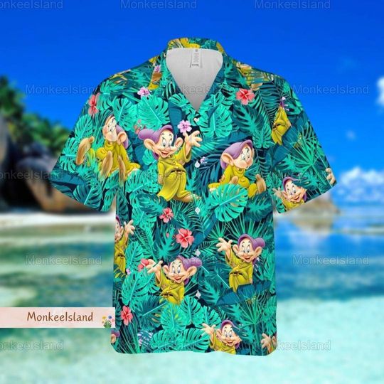 Dopey Dwarfs Hawaii Shirt, Dopey Snow White Aloha Shirts