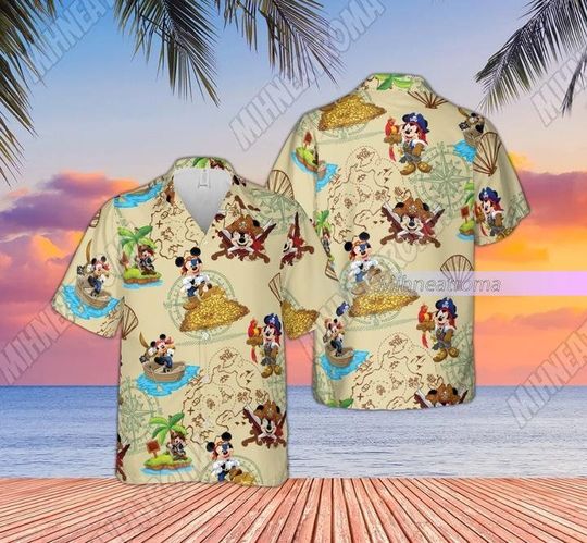 Discover Mickey Pirates Hawaiian Shirt, Mickey Disney Aloha Button Up Shirt
