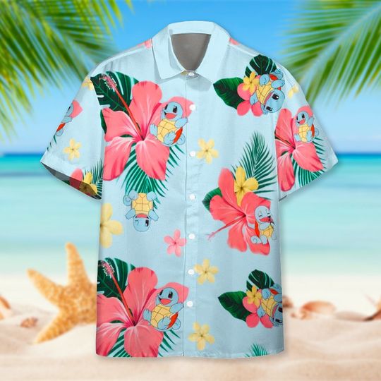Discover Turtle Tropical Flower Hawaii Beach Shirt, Turtle Button Up Shirt