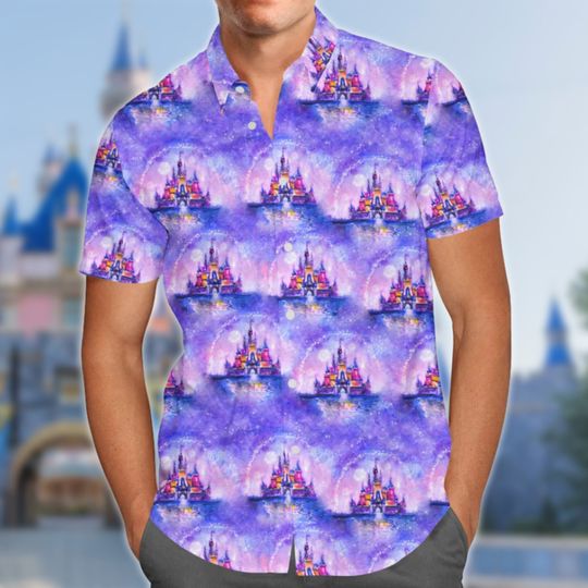 Discover Watercolor Magical Castle Aloha Shirt, Colorful Castle 3D All Over Printed Hawaiian Shirt