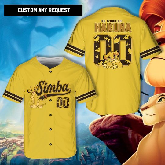 Custom Disneyy Hakuna Llion King Simba Game Day Baseball Jersey