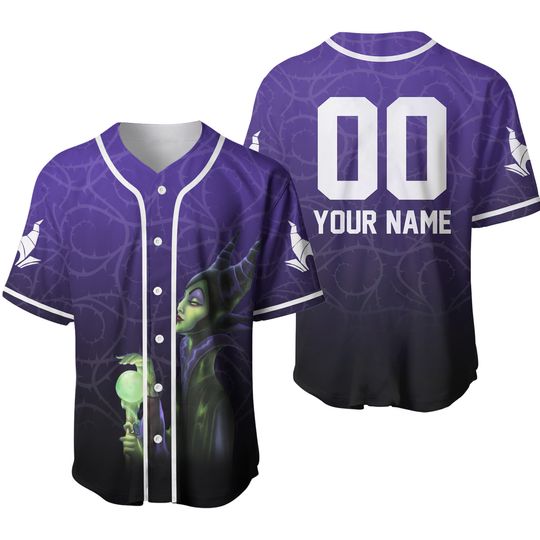 Maleficent Ombre Purple Black Disney Custom Baseball Jersey