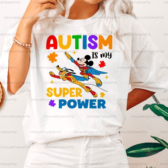 Discover Autism Is My Super Power Shirt, Mickey Autism Tee