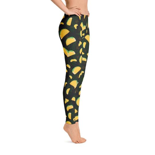 Leggings for Women, Cinco de Mayo Leggings, Taco Design, Custom Print Handmade