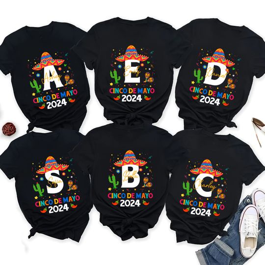 Personalized Cinco De Mayo Family Shirts, Cinco De Mayo Group Shirts, Monogrammed Cinco de Mayo Shirts with Name, Cinco de Mayo Party Shirt
