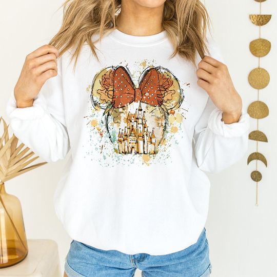 Discover Disney Watercolor Castle Minnie Sweatshirt
