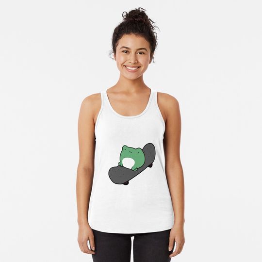 Skateboarding Frog Racerback Tank Top