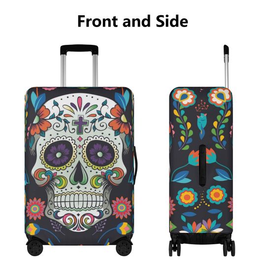 Discover Floral skull luggage cover, travel luggage cover