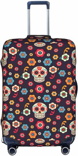 Discover Floral sugar skull luggage cover, travel luggage cover