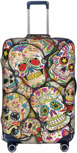 Discover Floral sugar skull luggage cover, travel luggage cover