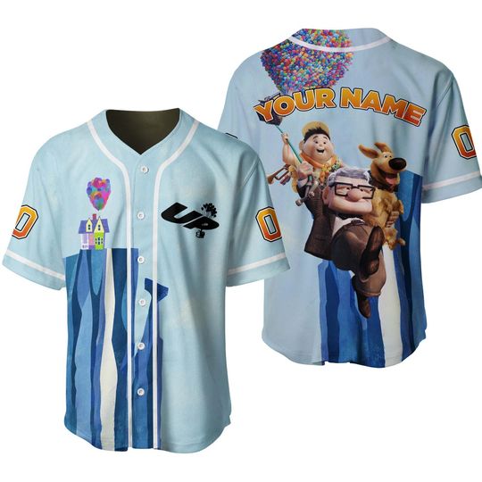 Personalized Disney UP Paradise Falls Balloon Baseball Jersey