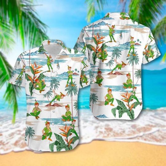 Peter Pan Never Grow Up Land Summer Vibes Palm Tree Island Disney Hawaiian Shirt