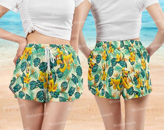 Pluto Womens Board Hawaiian Short, Swim Trunk With Pluto, Disney Trip