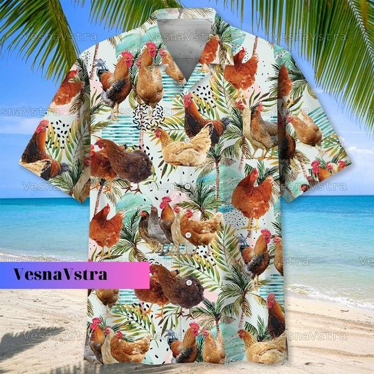 Chicken Hen Shirt, Chicken Hawaiian Shirt, Chicken Shirt