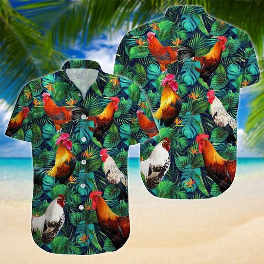 Rooster Hawaiian Shirt, Chicken Hawaii Shirt
