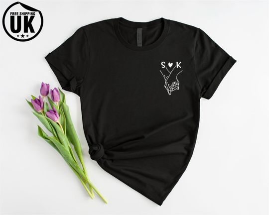Personalised Valentine's Day Tshirt, Custom Initial Heart Couple Shirt