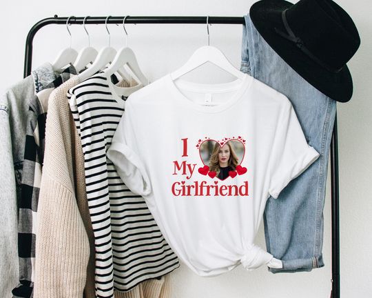 Personalised Photo Couples T Shirt, I Love My Girlfriend