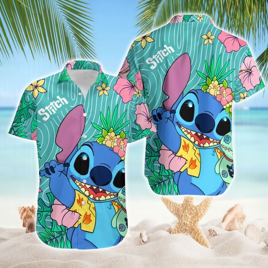 Disneyland Stitch Hawaiian Shirt | Stitch Angel Hawaii Shirt