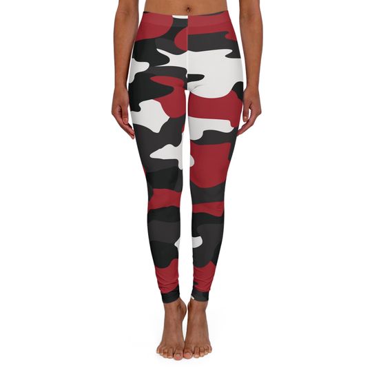 Red Camo Pattern Leggings, gift for mother's day