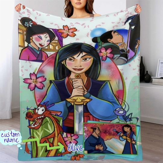 Disney Mulan Blanket Flannel Couch Nap Blanket Bedding Valentine's  Bedroom Birthday Child Gift