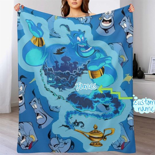 Disney Genie Blanket Flannel Couch Nap Blanket Bedding Valentine's  Bedroom Birthday Child Gift