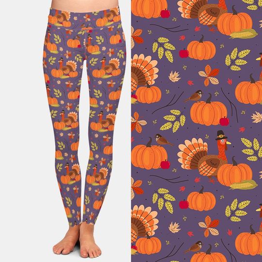 Autumnn Thanksgiving Printed Full Length Buttery Soft Leggings