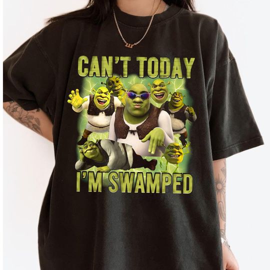 Vintage Can't Today I'm Swamped Shirt, Shrek Funny Shirt, Fiona And Shrek