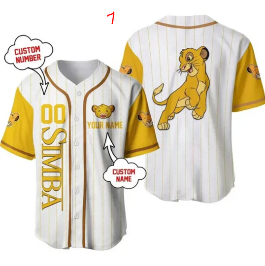 Disney Simba the Lion King Baseball Jersey Summer Jersey Baseball Jersey Custom Name Jersey