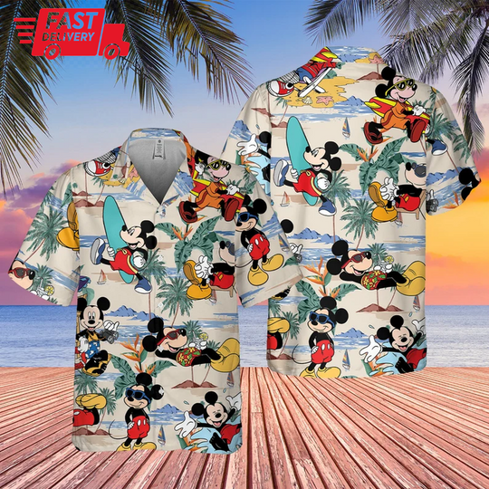 Disney Mickey Mouse Summer Vacation Aloha Hawaiian Shirt
