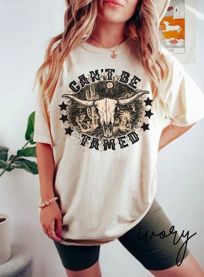 Discover Comfort Colors Western Tshirt, Leopard Print Cow Skull Shirt