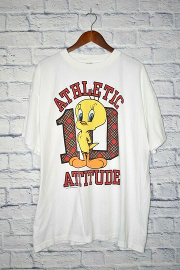 Vintage 90s Looney Tunes Tweety Bird Athletic Attitude T Shirt
