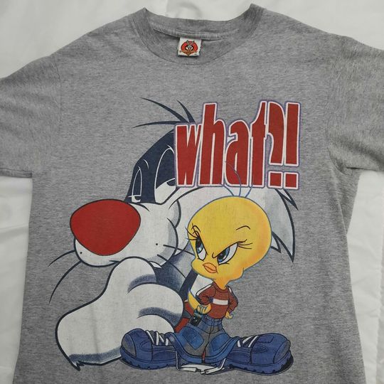 Vintage 90s Warner Bros Looney Tunes Sylvester Cat Tweety Bird T-Shirt