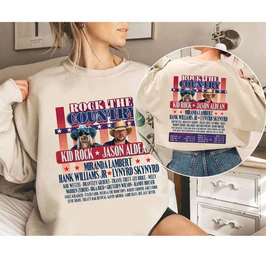 Kid Rock and Jason Aldean Rock the Country 2024 Double Sided Sweatshirt