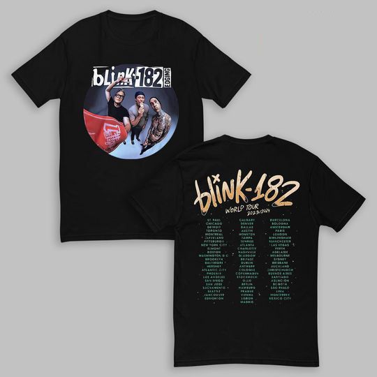 B182 The World Tour 2023 2024 Unisex T-Shirt, B182 Rock n' Roll Shirt, B182 Shirt, Retro Vintage Shirt