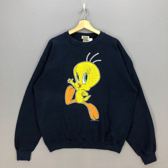 Vintage 1994 Tweety Sweatshirt Large 90s Warner Bros Sweater Looney Tunes Squad Jumper Cartoon Movie Pullover Sweatshirt