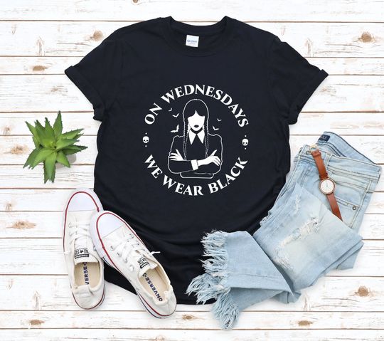 On Wednesdays We Wear Black t-shirt, addams family shirt