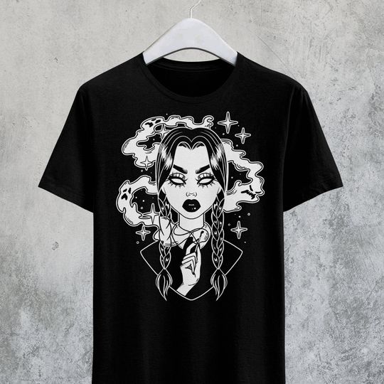 Wednesday Addams Shirt, Graphic Tshirt, Witchy Apparel, Gothic Clothing, Grunge Tee, Goth Shirt, Aesthetic Clothing