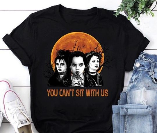 You Can't Sit With Us Wednesday And Friends Vintage T-Shirt, Wednesday Shirt, Wednesday Addams Shirt, Addams Family Shirt, Halloween Shirt