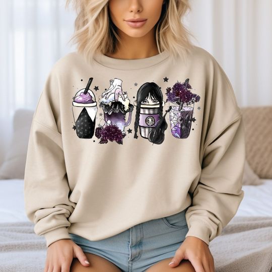 Wednesday Adams Shirt | Cute Coffee Cups | adult Sweatshirt | Adam's Family | Gift for Friend Family