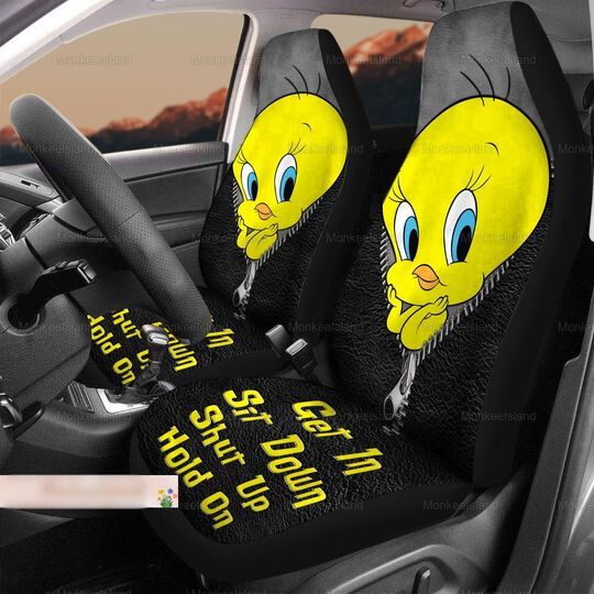 Tweety Car Decor, Tweety Bird Seat Covers Set, Tweety Car Seat Protector, Looney Tunes Carseat Cover