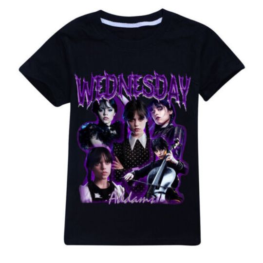 Wednesday The Addams Family Girls Party Short Sleeve Tee Tops T-shirt